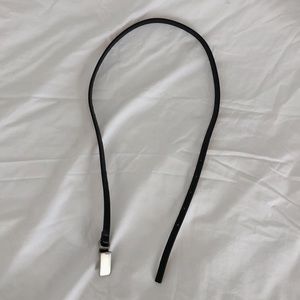 BLACK SKINNY LEATHER BELT✨w/ Silver Box Buckle